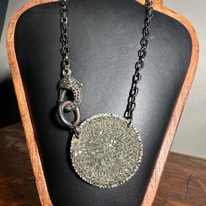 Roni Blanshay Swarovski Circle Pendant And Clasp With Link Necklace 22”